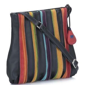 Mywalit Leather Laguna Shoulder / Crossbody Bag  in Black Black / Like New